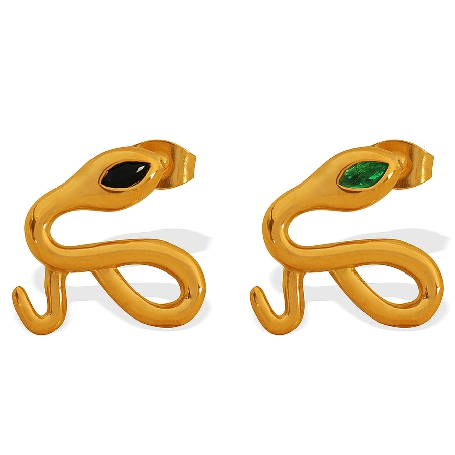 Snake Rhinestones Earrings [304 Stainless Steel,18K Gold Plated]