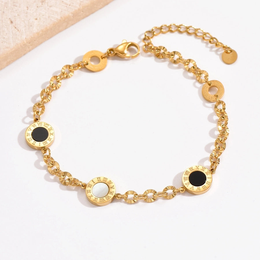 Roman Style Artistic Round Bracelet [304 Stainless Steel,14K Gold Plated]