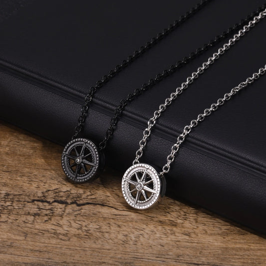 Collier de pendentif rond de style simple de base [304 en acier inoxydable]