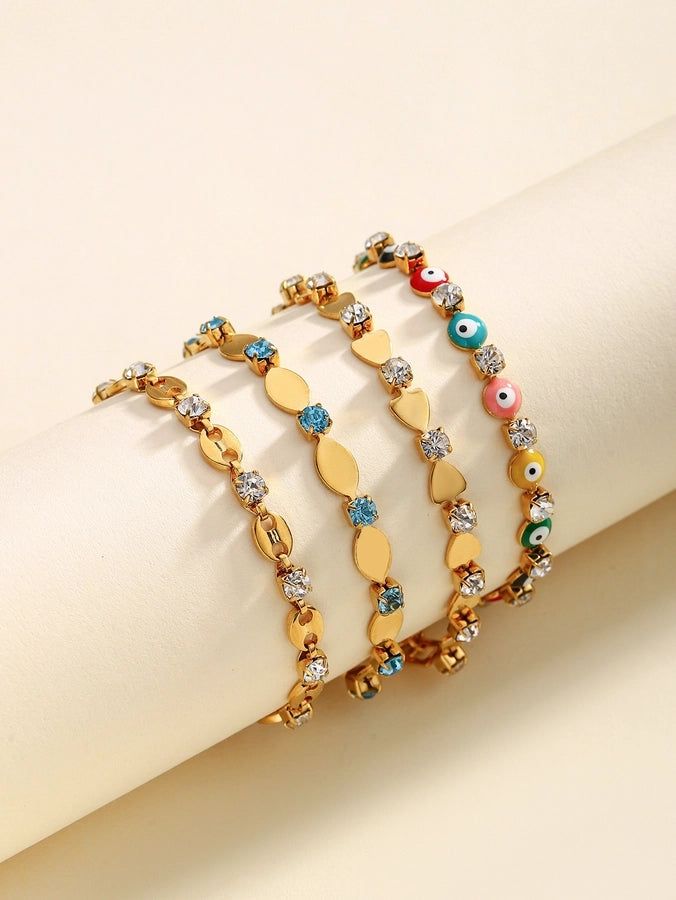 Oval Rhinestones Bracelets [304 Stainless Steel]