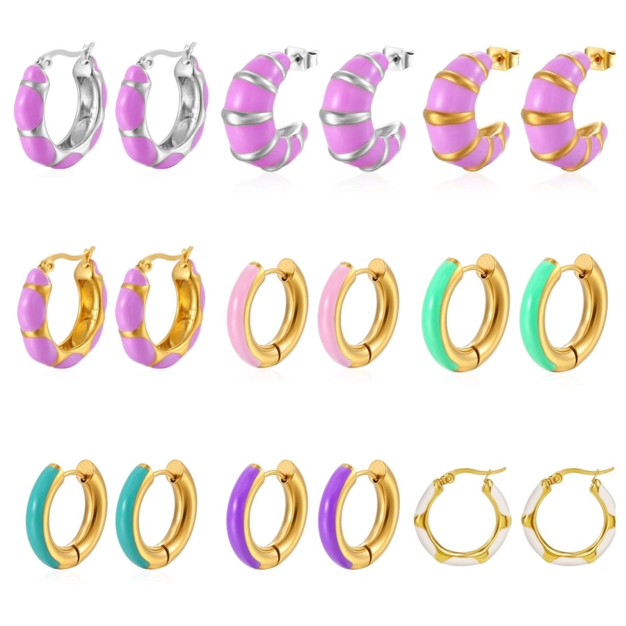 Color Block Epoxy Earrings [304 Stainless Steel,18K Gold Plated]