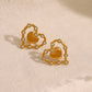 Heart Shape Polishing Zircon Earrings [304 Stainless Steel,18K Gold Plated]