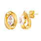 Ovaler Zirkon 1earrings [201 Edelstahl, 18K Gold plattiert]