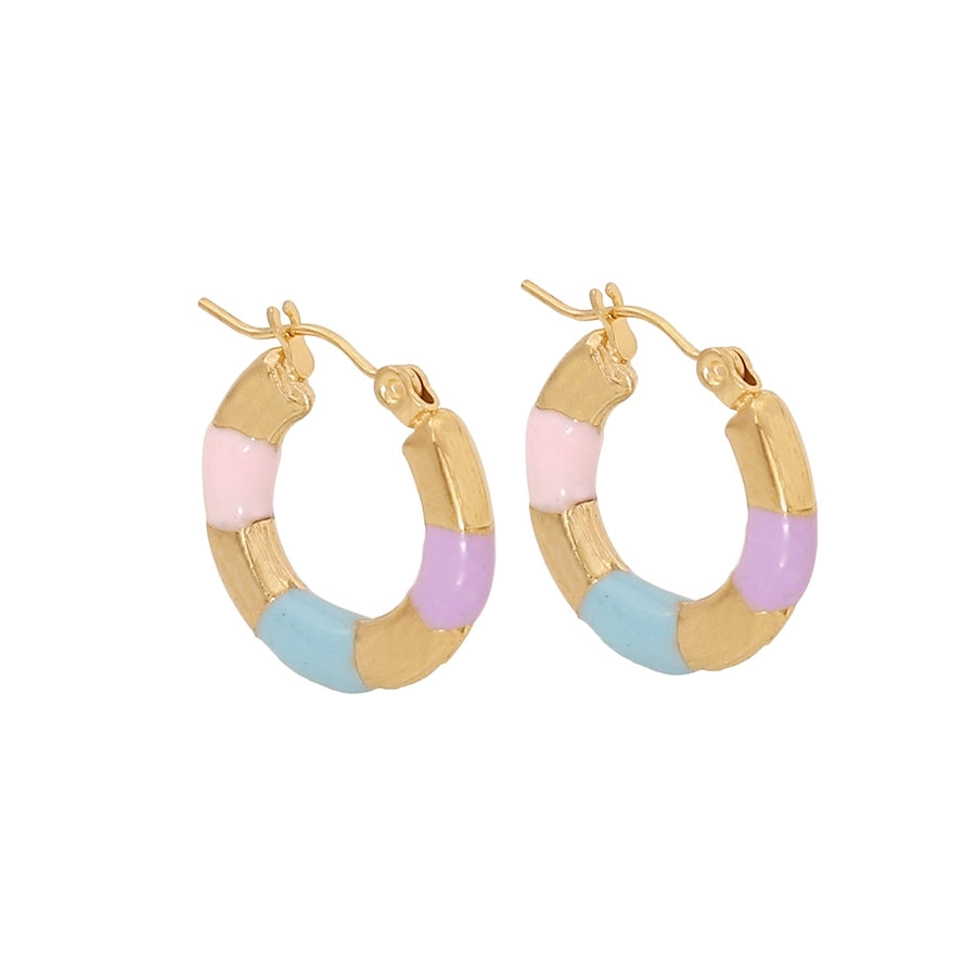 Enamel Hoop Earrings [304 Stainless Steel,18K Gold Plated]