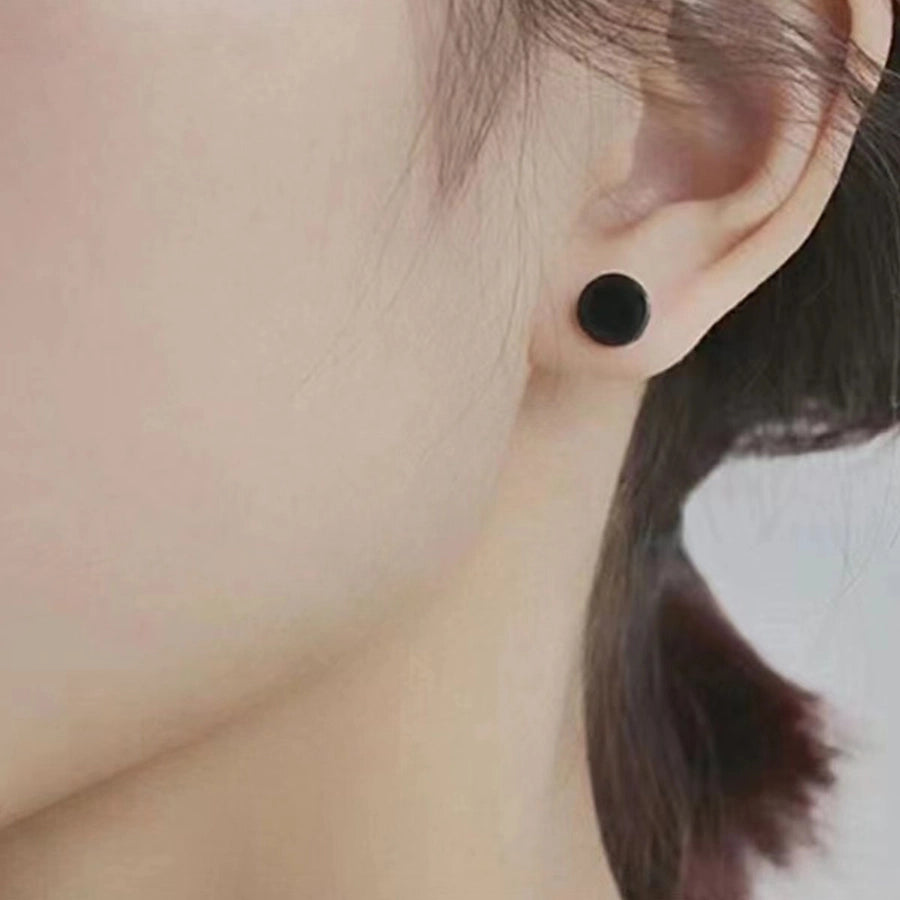 Flat Round Stud Earrings [304 Stainless Steel]