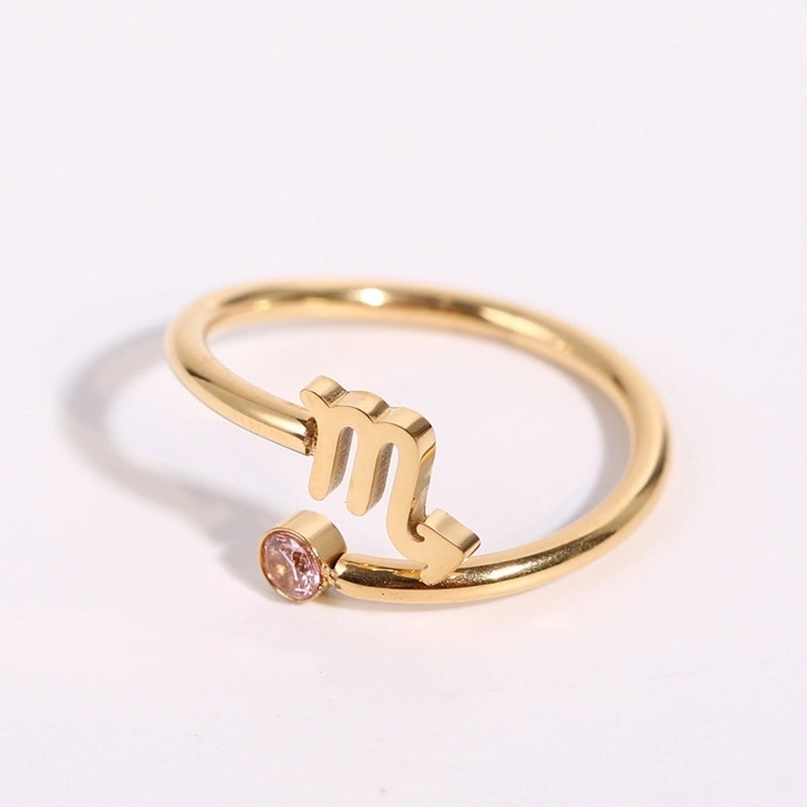 Constellation Zodiac Zircon Rings [201,304 aço inoxidável]