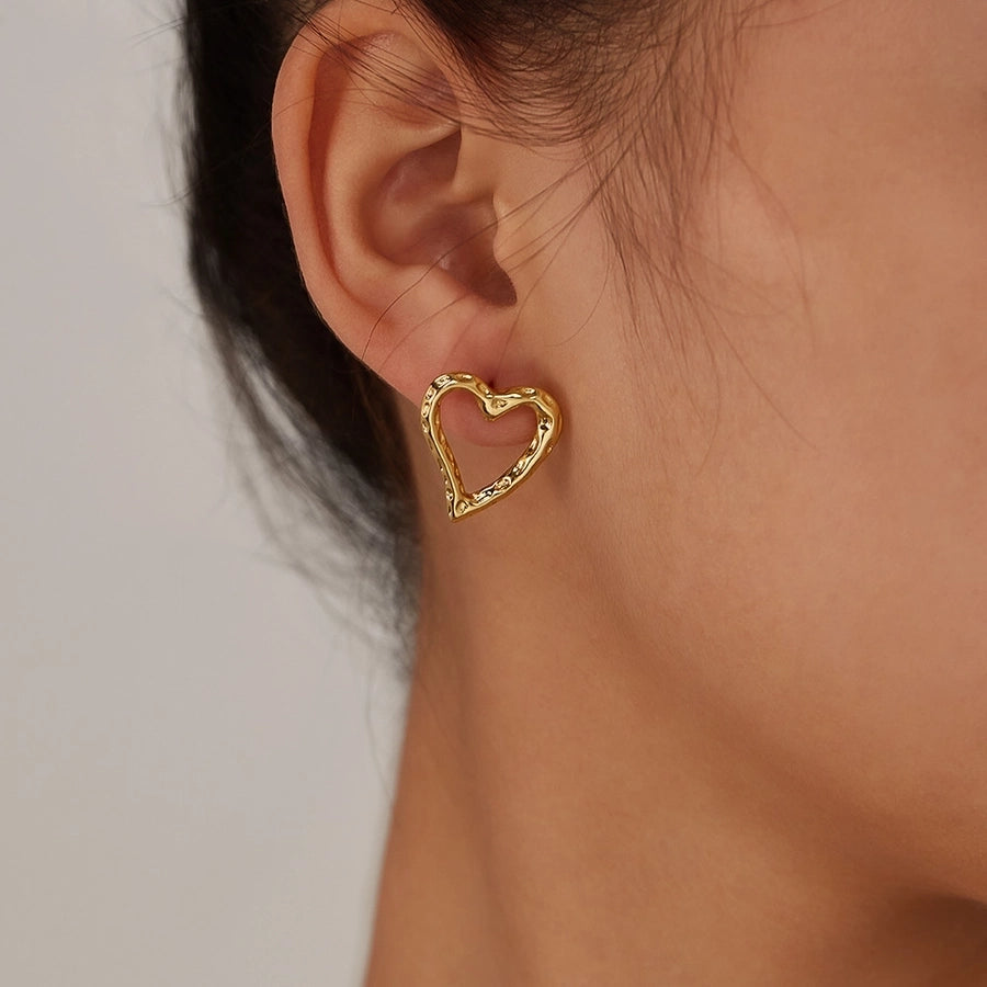 Hollow Heart Shape Earrings [304 Stainless Steel]