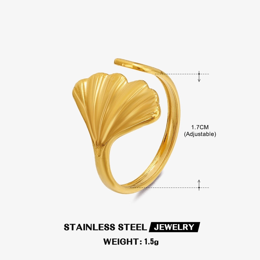 Leaf Open Ring [304 Stainless Steel 18K Gold Plated]