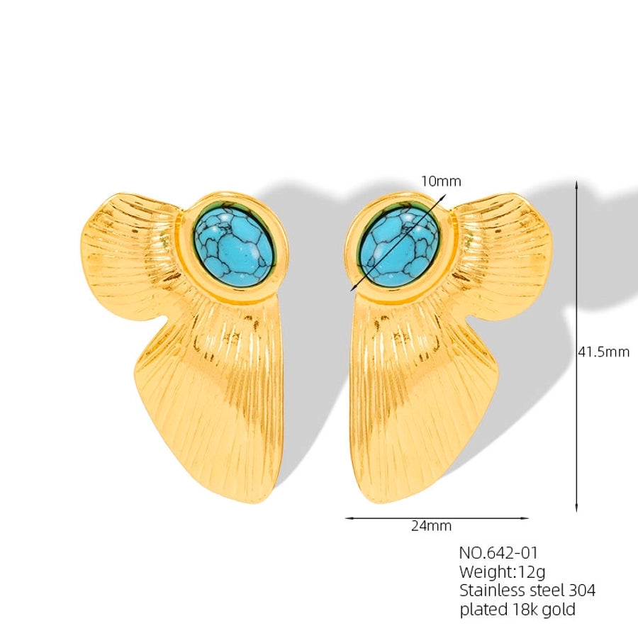 Türkizkő fülbevaló [304 rozsdamentes acél, 18K aranyozott]
