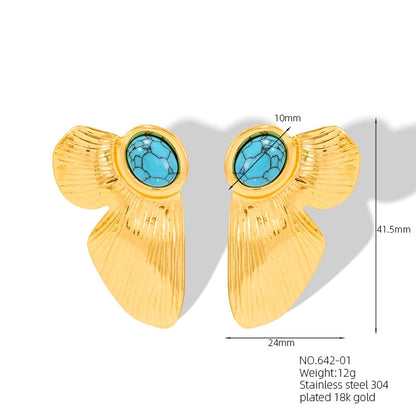 Türkizkő fülbevaló [304 rozsdamentes acél, 18K aranyozott]