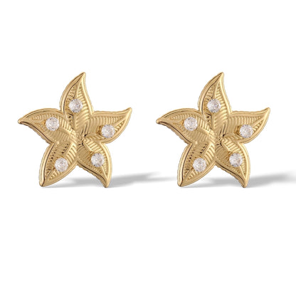 Starfish Zircon Earrings [304 Stainless Steel]