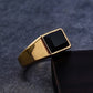 Retro Classic Style Square 304 Stainless Steel Inlay Artificial Gemstones Men'S Rings