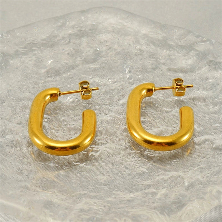 U Shaped Earrings [304 Stainless Steel,18K Gold Plated]