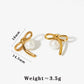 Artistic Bow Knot Artificial Pearls Earrings [304 Stainless Steel,16K Gold Plated]