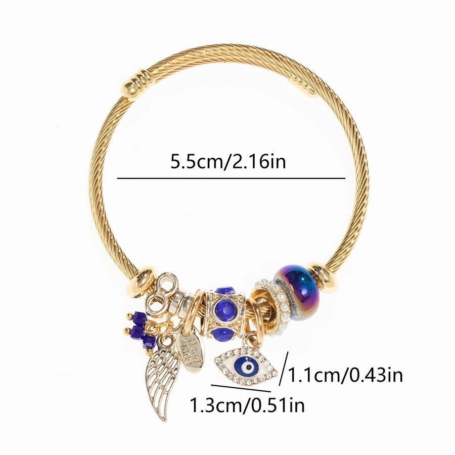 Eye Feather Artificial Crystal Bangle Bracelet [304 Stainless Steel,Alloy]