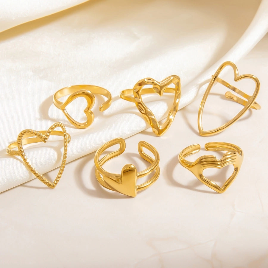 Heart Shape Open Rings  [304 Stainless Steel]