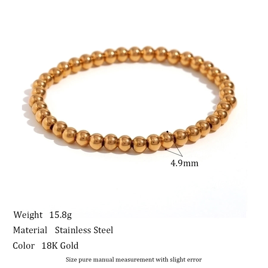 Elastic Beads Band Bracelet [304 Stainless Steel, 18K Gold Plated]