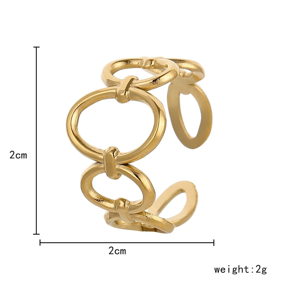 Hollow Oval Ring [304 Stainless Steel, 18K Gold Plated]