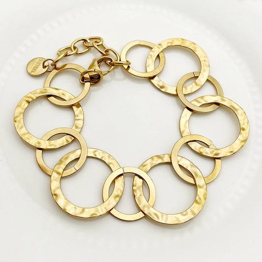 Bracciale a catena rotonda cavata [acciaio inossidabile 304, oro 14K placcato]