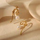 Imitation Pearl Zircon Earrings [304 Stainless Steel,18K Gold Plated]