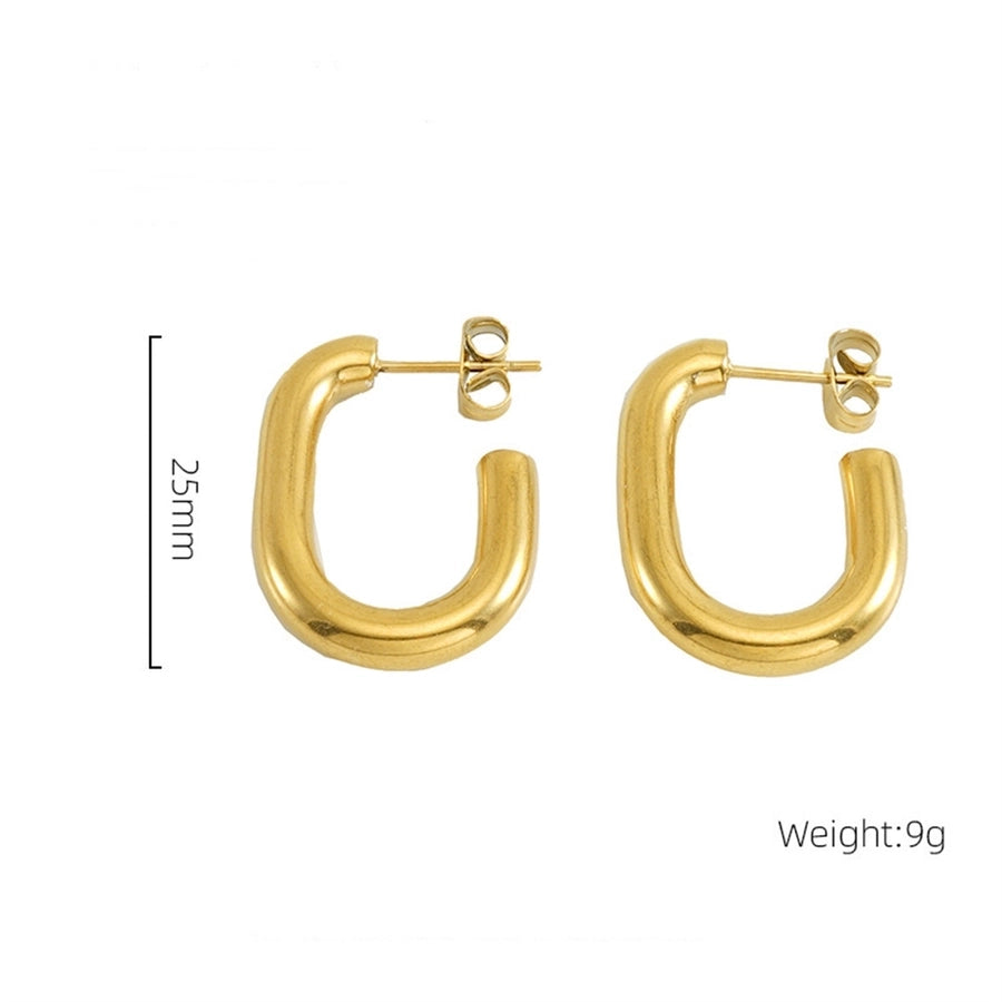 U Shaped Earrings [304 Stainless Steel,18K Gold Plated]