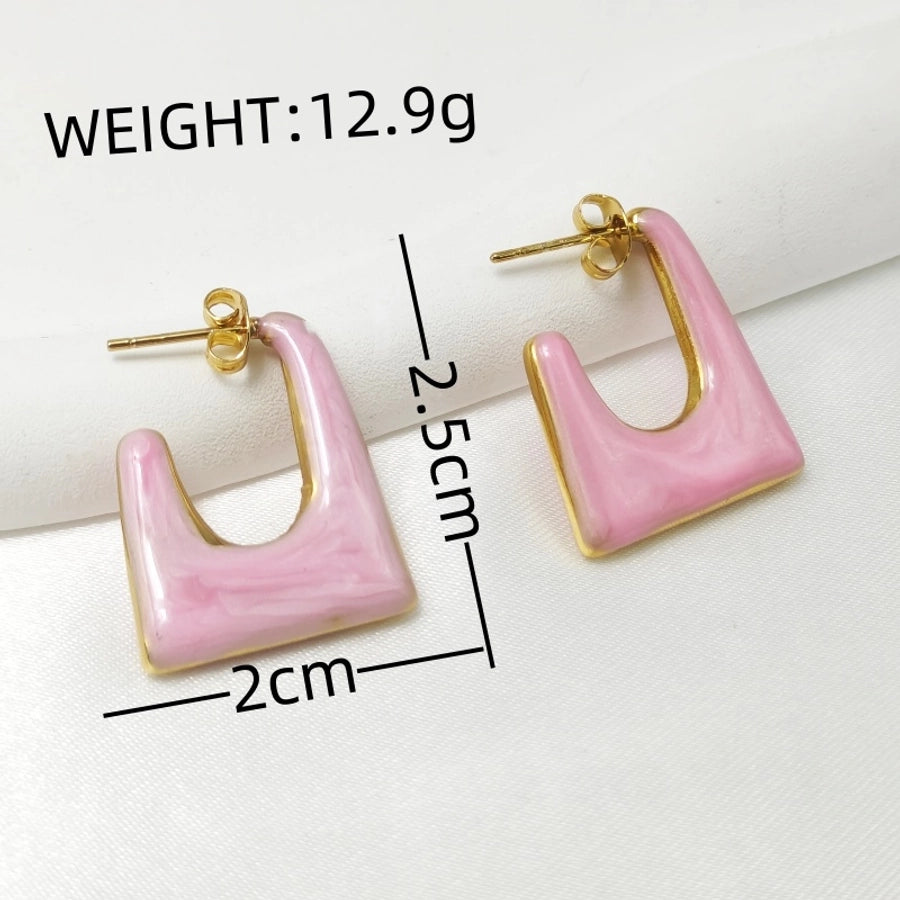 Geometric Enamel Colour Earrings [304 Stainless Steel]