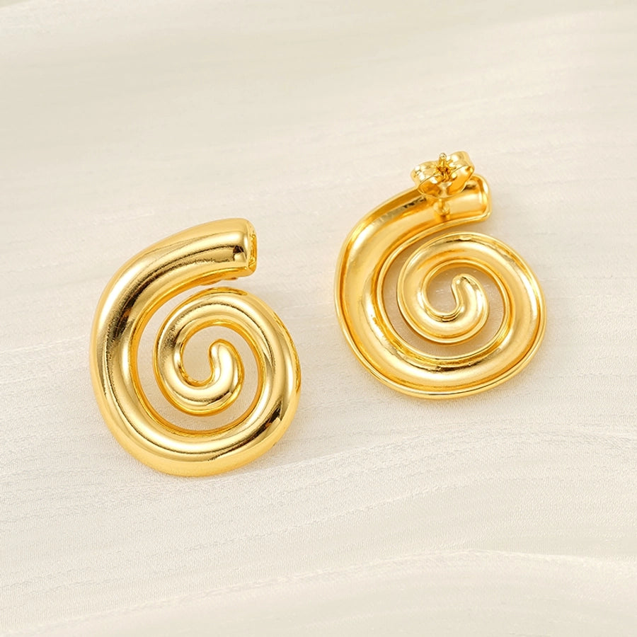 Lines Spiral Stripe Earrings [304 Stainless Steel,18K Gold Plated]