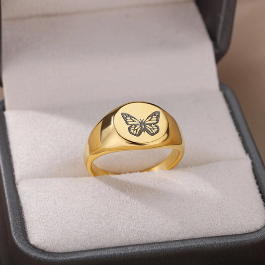 Anillo de mariposa de la abeja estrella [304 acero inoxidable]