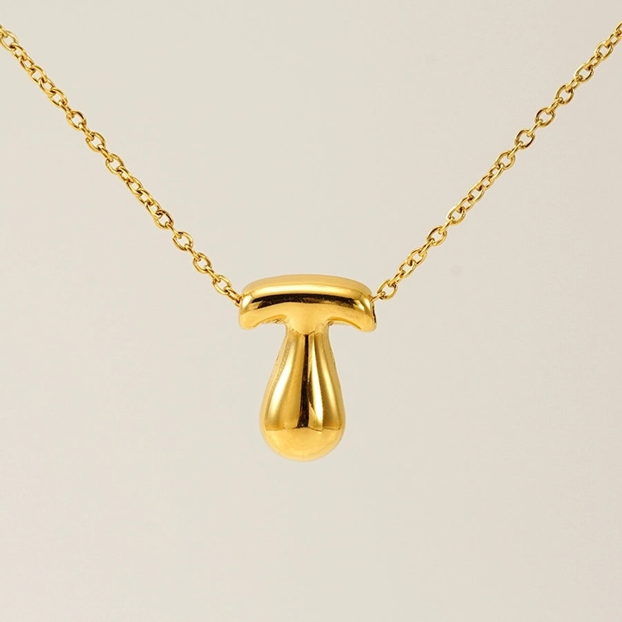 Letter Pendant Necklace [304 Stainless Steel,18K Gold Plated]