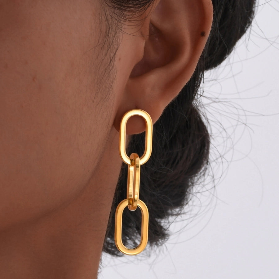 Asymmetrical Chain Earrings [201 Stainless Steel,18K Gold Plated]