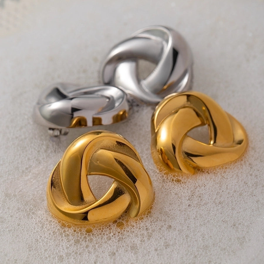 Swirl Triangle Earrings [304 Stainless Steel,18K Gold Plated]