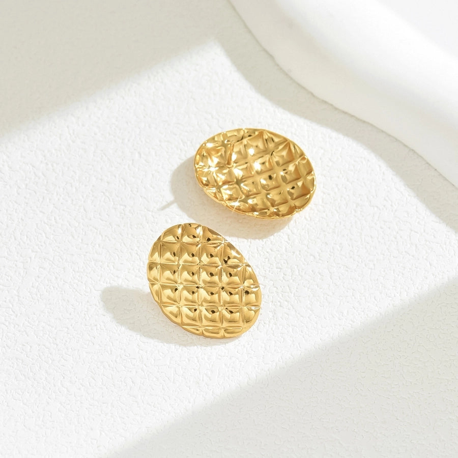 Retro Round Earrings [201 Stainless Steel, 18K Gold Plated]