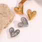 Heart Shape Rhinestones Earrings [304 Stainless Steel,18K Gold Plated]