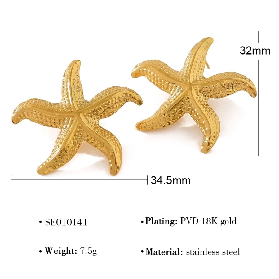 Starfish Earrings [304 Stainless Steel,18K Gold Plated]