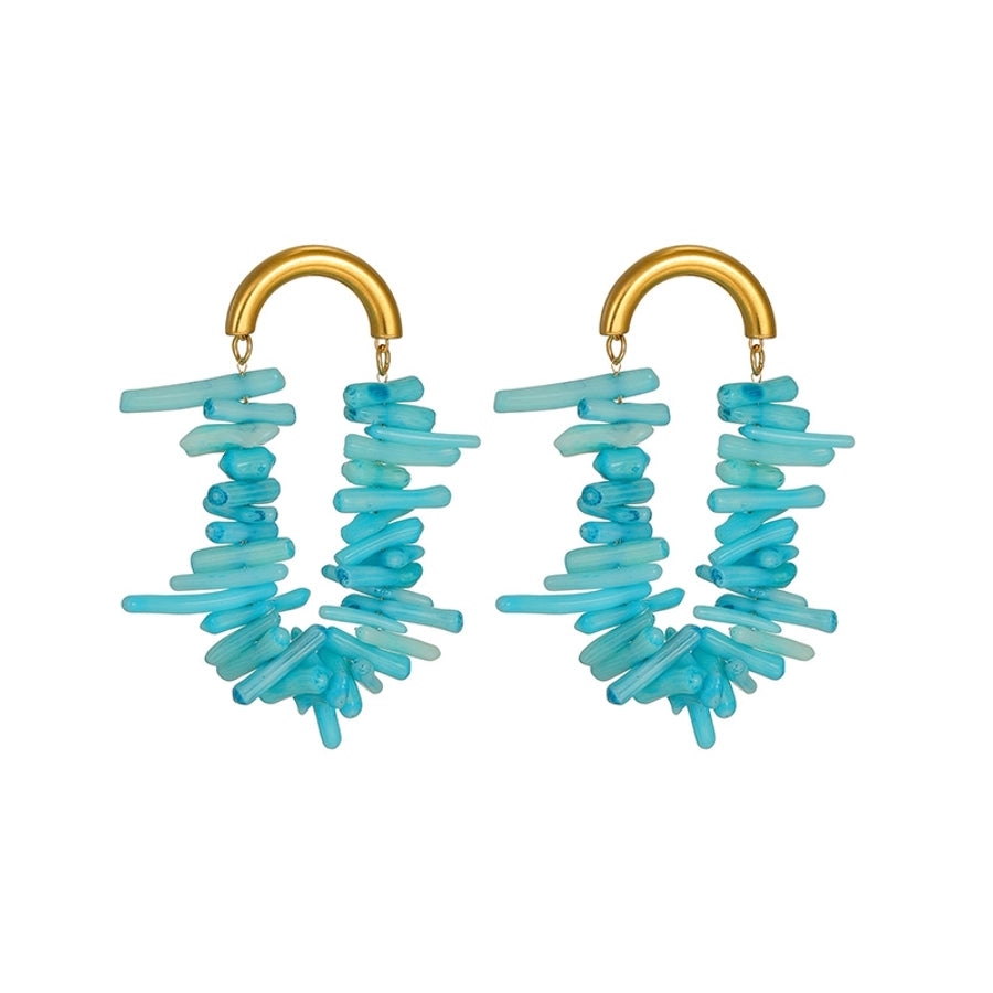 Coral Drop Earrings [304 Stainless Steel,18K Gold Plated]