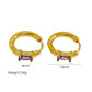 Square Zircon Hoop Earrings [304 Stainless Steel,18K Gold Plated]