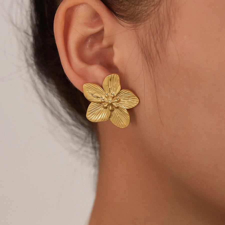 Flower Stud Earrings [304 Stainless Steel]