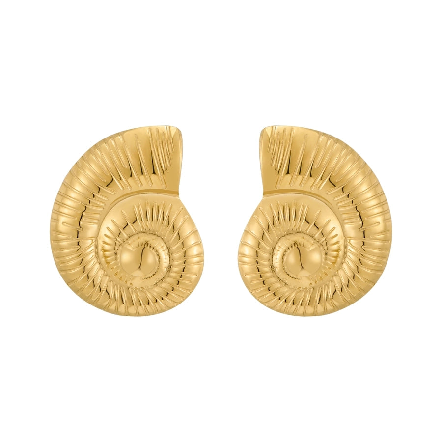 Snail-Shaped Ear Studs [316 Stainless Steel,18K Gold Plated]