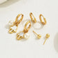 Heart Shape Flower Snake Earrings Set [201 Stainless Steel, 18K Gold Plated]