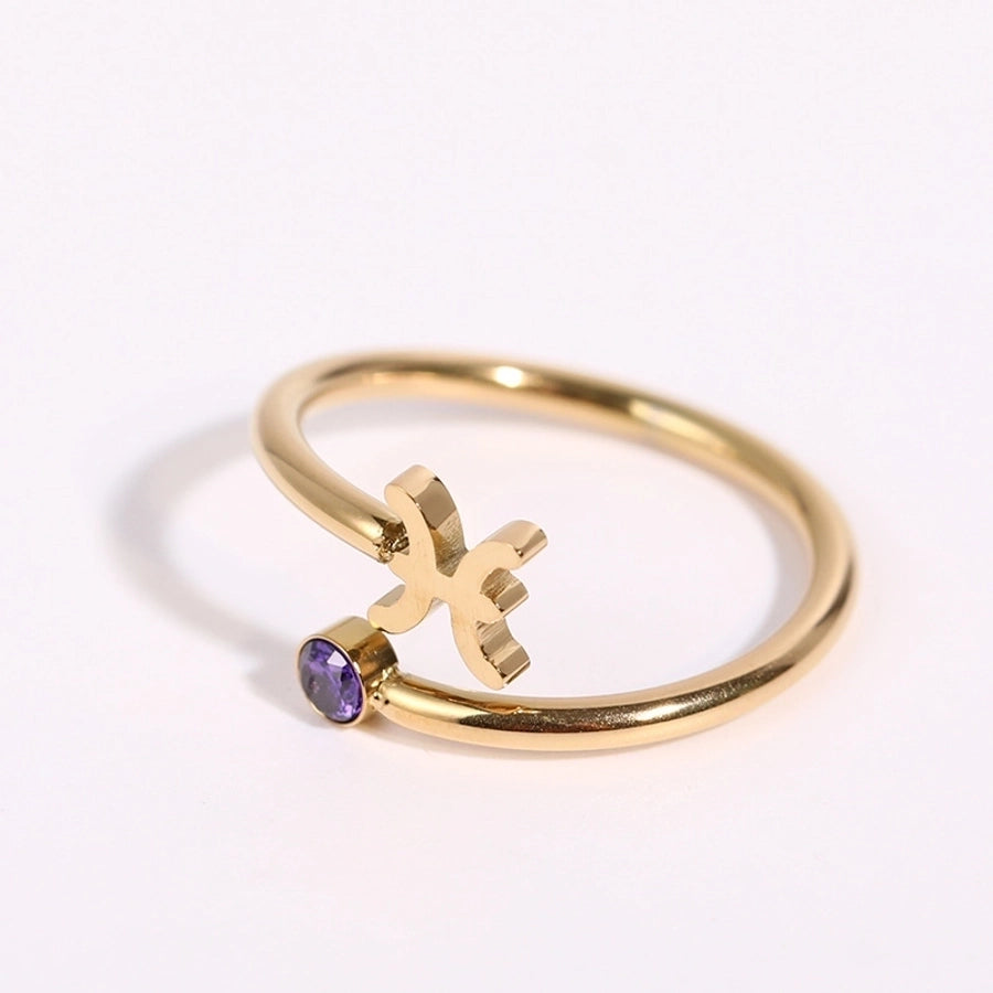 Constellation Zodiac Zircon Rings [201,304 aço inoxidável]