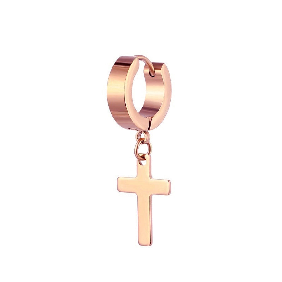 Cross polishing Drop Earrings 1 Piece [Stainless Steel]