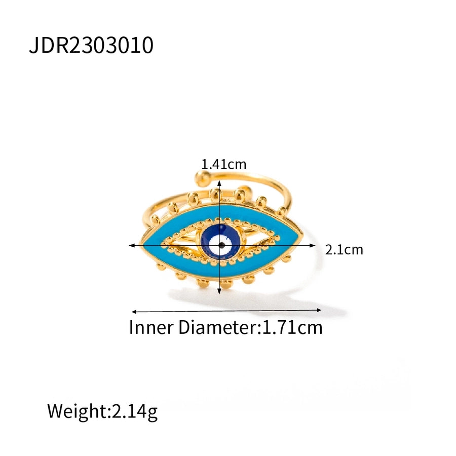 Devil's Eye Emaljel Open Ring [Rustfrit stål 18K forgyldt]