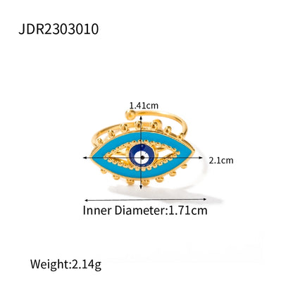 Devil's Eye Emaljel Open Ring [Rustfrit stål 18K forgyldt]