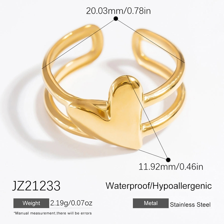 Heart Shape Open Rings  [304 Stainless Steel]