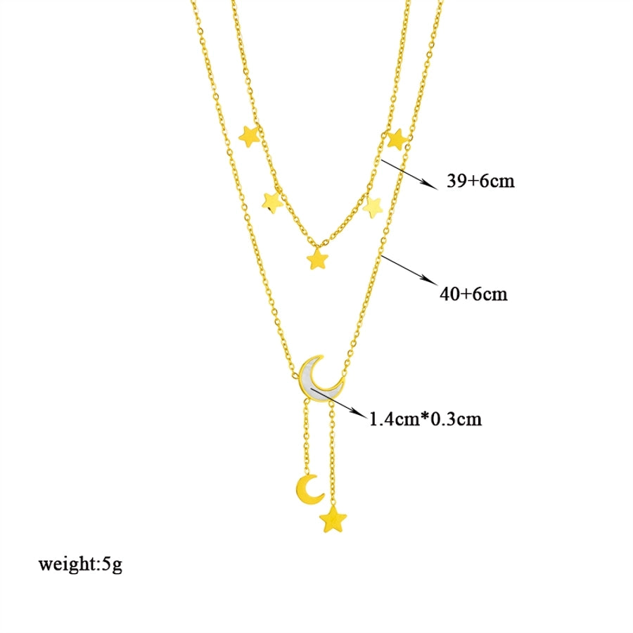 Star Moon Necklace [304 Stainless Steel,18K Gold Plated]