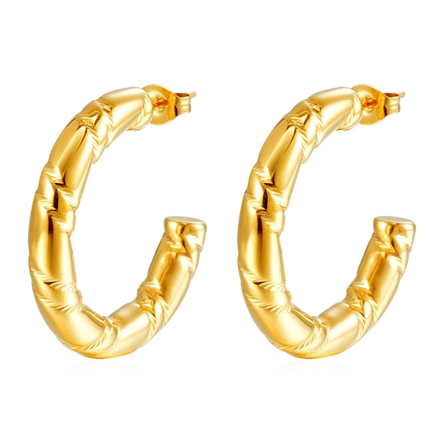 C Shape Geometric Hoop Earrings [304 Stainless Steel]