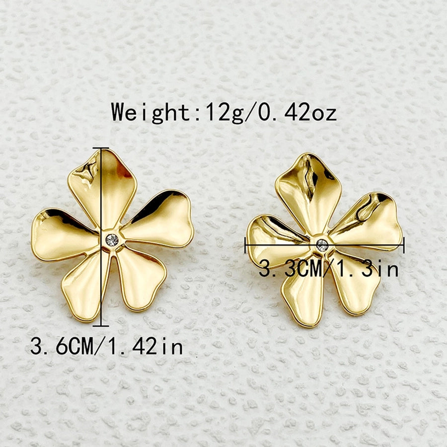 Mix Flower Earrings [304 Stainless Steel,14K Gold Plated]