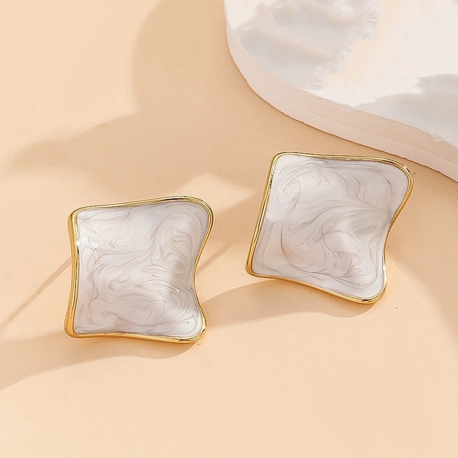 Irregular Enamel Earrings [304 Stainless Steel,18K Gold Plated]