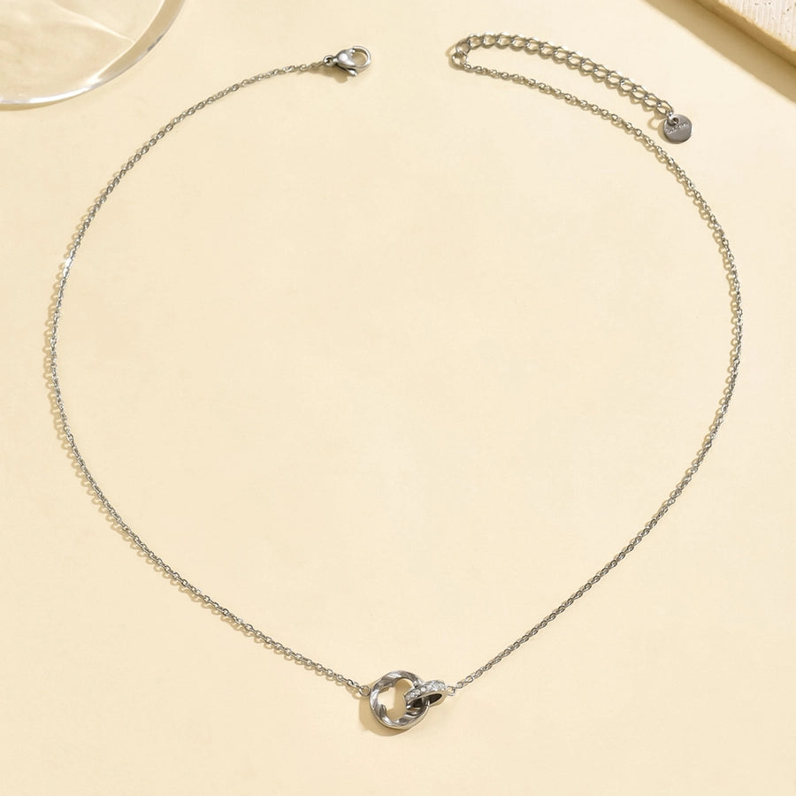 Rhinestones Pendant Necklace [304 Stainless Steel,14K Gold Plated]