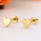 Flat Heart Stud Earrings [304 Stainless Steel, 18K Gold Plated]